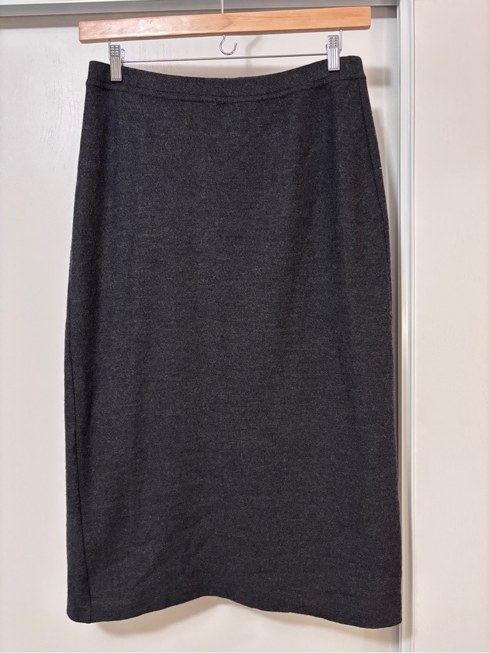 Vintage Eileen Fisher Gray Maxi Skirt Size Large Petite Wool 90s Minimalist